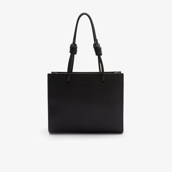 Lacoste Chantaco Matte Piqué Leather Shoulder Slung Handbag - Kabelky Dámské Černé | CZ-O84pHf